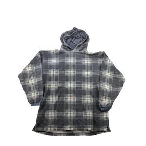 Mens Sedan Clothing Hoodie Sweatshirt Size L Pullover Black Grid Pattern